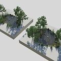 Water Fountain Landscape Design With Green Trees And Natural Pond