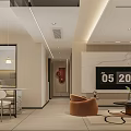 Modern Dining and Living Room Interior With Dining Table Sofa TV Wall And Decorations