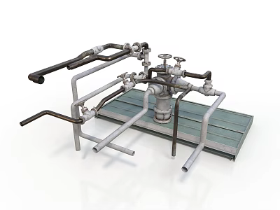 Industrial Equipment With Multiple Metal Pipes Valves And Support Frame Structure 3d model