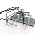 Industrial Equipment With Multiple Metal Pipes Valves And Support Frame Structure