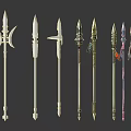 Various Spear Weapons Designs With Different Handle And Blade Details For Collection 3d model