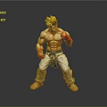 3D Action Figure Model With Blonde Spiky Hair Red Gloves Blue Belt And White Pants