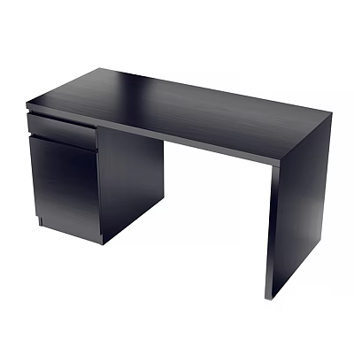 Black Modern Office Desk With Drawer And Cabinet Storage Simple Design For Workspace 3d model