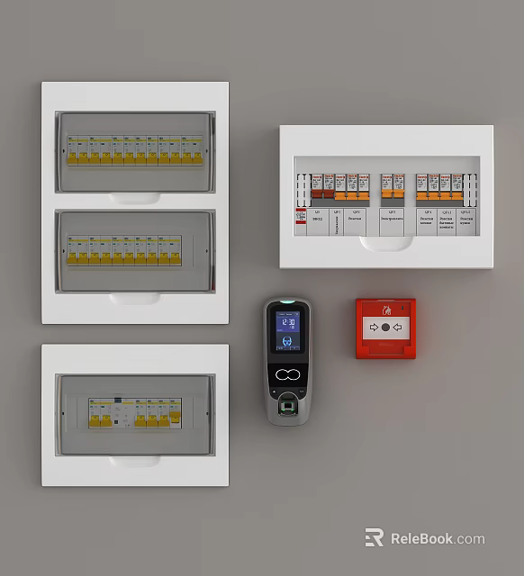 Industrial Electrical Equipment With Distribution Boards Control Panels And Safety Devices 3d model 