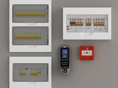 Industrial Electrical Equipment With Distribution Boards Control Panels And Safety Devices 3d model