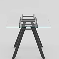 Modern Dining Table With Transparent Glass Top And Black Metal Legs