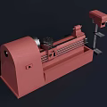 Industrial Red Lathe Machine With Horizontal Bed Spindle And Tool Post For Metalworking