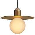 Modern Gold Metallic Pendant Light With White Globe Bulb Design 3d model