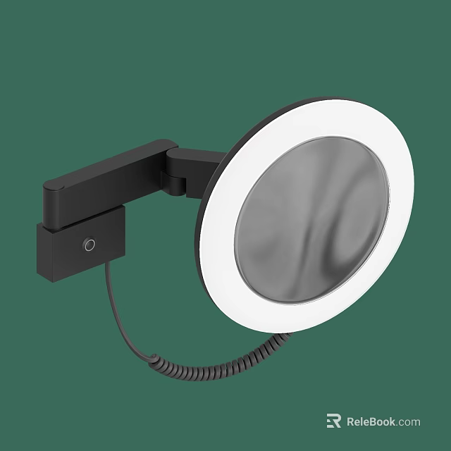 Modern Black Wall Sconce With Adjustable Arm Round LED Light Head 3d model 
