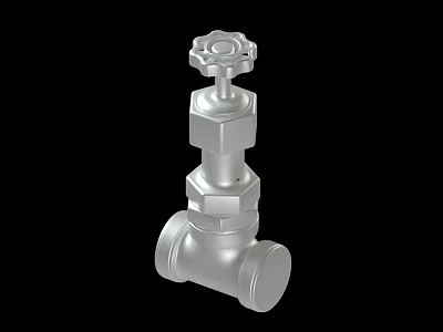 Industrial Silver Metal Valve With Hexagonal Body And Control Handle For Pipeline Systems 3d model