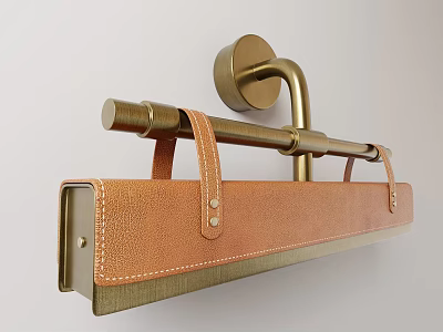 Modern Stylish Wall Lamp With Leather And Brass Wall Mounted Bar Design 3d model