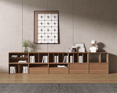 Modern Bookcase Combination Cabinet Bookcase Low Cabinet 3d model