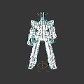 White Mech Action Figure Doll With Red Details And Blue Feet Design