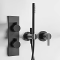 Black Modern Shower System with Handheld Shower Faucet and Control Knobs 3d model