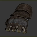 Durable Brown Leather Glove With Metal Armor For Daily Household Use