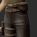 Women 3D Models In Green Tank Tops Black Leather Pants With Knee Pads And Gloves