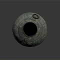 Ancient Bronze Vessel With Ring Handles Ornate Surface Patterns And Patina Finish