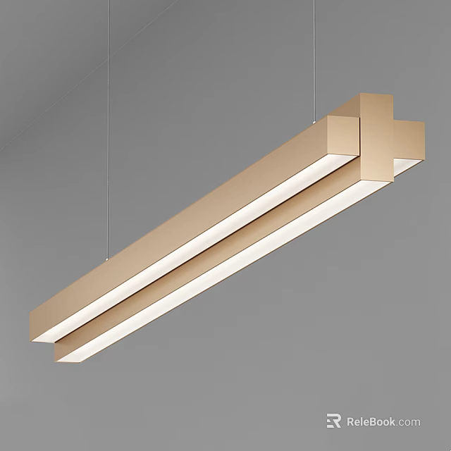 Modern Gold Linear Chandelier With Double Parallel Bar Design And LED Lighting 3d model