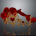 Elegant Crown With Red Roses Golden Decorations And Heart Shaped Patterns