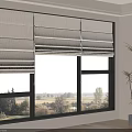 Neutral Roller Blinds in Modern Interior with Natural View and Indoor Plant