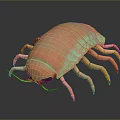 3D Rendered Woodlouse Featuring Copper Green Iridescent Shell And Multiple Legs On Dark Background