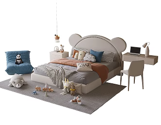 Modern Children's Bed Children's Desk Chair 3d model