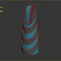 Cartoon Scene Featuring Spiral Structure With Glowing Blue Black Layers And Shiny Surface In Futuristic Setting