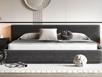 Minimalist Double Bedside Cabinet Bed Pillow Bedside Lamp 3d model