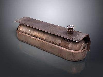 Rustic Metal Storage Container With Flat Lid And Small Valve On Top 3d model