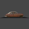 Vintage Rusty Red Brown Car With Light Colored Roof And Old Design