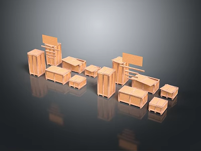 Wooden Furniture Models Collection With Cabinets Tables And Shelves Design 3d model