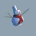 Game Movie Character Snowman With Silver Bucket Hat Red Scarf And Stick Arms