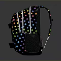 Colorful Polka Dot Pattern Black Backpack With Stylish Design And Practical Pockets