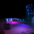 Futuristic Architectural Lighting Scene With Blue Purple Lights Arched Structure And Geometric Elements 3d model