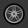 Durable Car Wheel Rim And Tire With Silver Alloy Spokes And Black Tread