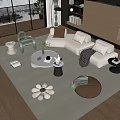 Modern sofa coffee table combination cream 3d model