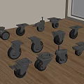Stainless Steel Heavy Duty Casters With Various Designs On Wooden Floor