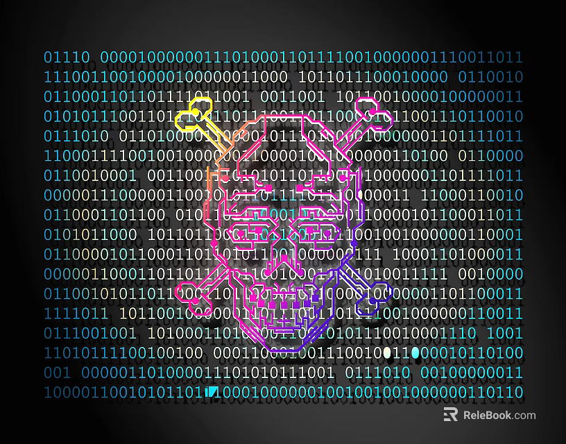 Colorful Lines Forming Heart Shape On Binary Code Digital Background 3d model 