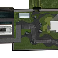 Traditional Chinese Garden Courtyard With Central Tree Water Features And Stone Pillars