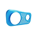 Blue Bracket With Two Circular Holes And Multiple Small Holes Design 3d model