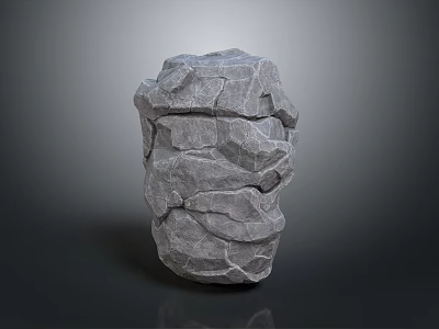 Gray Rock Stacked Scenic Component Sculpture With Natural Stone Texture 3d model