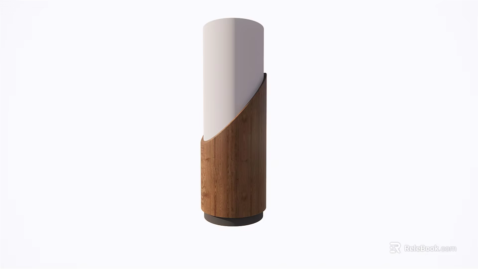 Modern Cylindrical Column Featuring Wooden And White Minimalist Design For Interior Spaces 3d model 