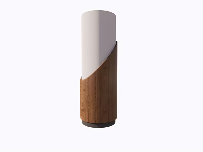 Modern Cylindrical Column Featuring Wooden And White Minimalist Design For Interior Spaces 3d model