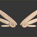 Decorative Character Rabbit Ears With Pink Spiral Design On Black Surface Reflections