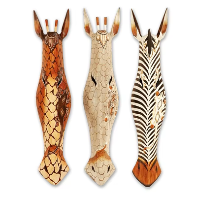 Wooden Animal Wall Decor with Scaly Spotted and Striped Deer Designs 3d model Wooden Animal Wall Decor with Scaly Spotted and Striped Deer Designs 3d model