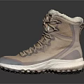Brown High Top Outdoor Boots Featuring Fur Lined Collar Laces And Sturdy Sole