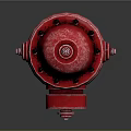 Isolated Red Fire Hydrant With Shiny Metal Parts On Gray Background