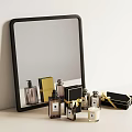 Elegant Perfume Cosmetics Display With Mirror Gift Boxes And Candle 3d model
