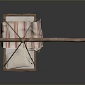 Traditional Hanging Wooden Basket With Striped Cloth And Wooden Stick Suspension