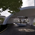 Curvilinear structure of modern gallery 3d model